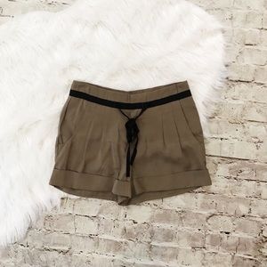 Tan Flowy Shorts with Black Draw String